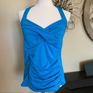 INCHES OFF Size 14 Blue Halter Tankini Swimsuit Top